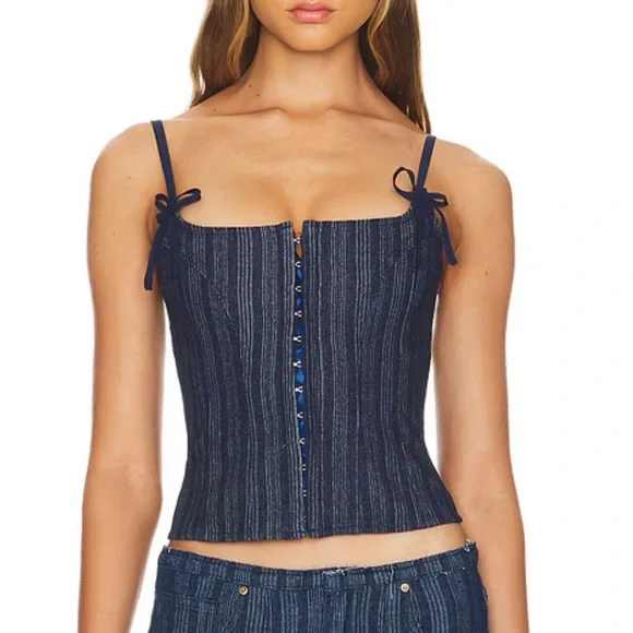 Revolve Lioness Denim Corset Top - size small - Picture 1 of 4